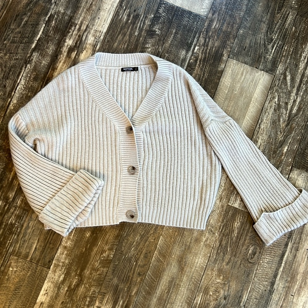 Nasty Gal Collection Women’s Cropped Cardigan Gray Sweater Small